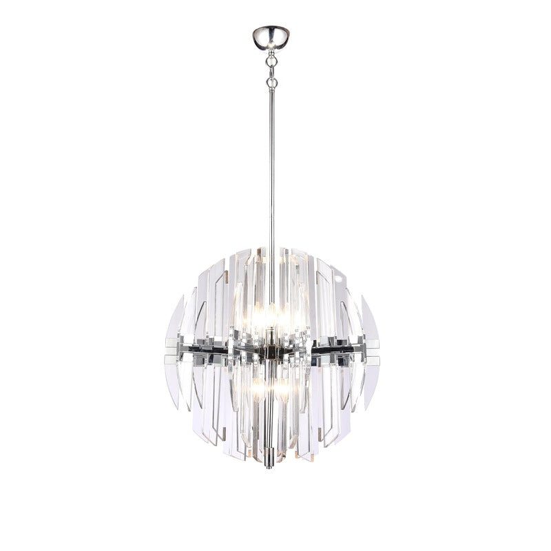 Frame Orb Ceiling Fixture with Clear Acrylic Arms in Chrome by Bethel