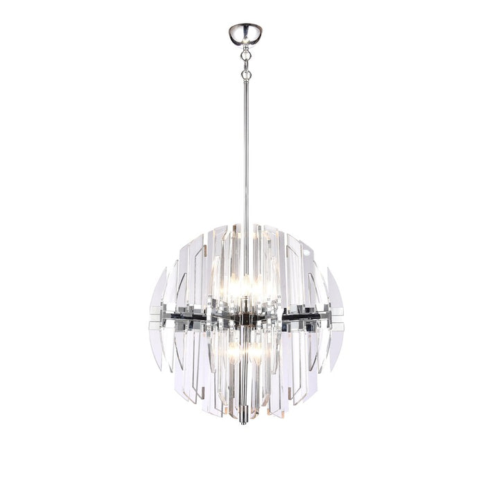Frame Orb Ceiling Fixture with Clear Acrylic Arms in Chrome by Bethel