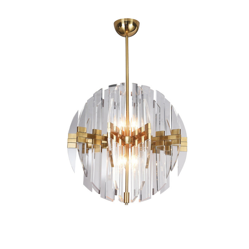 Frame Orb Ceiling Fixture with Clear Acrylic Arms in Copper by Bethel