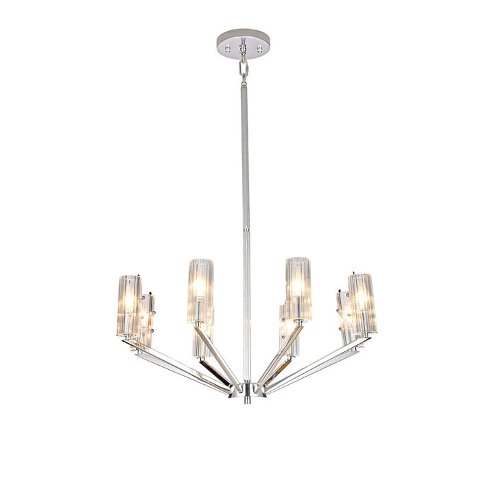 Frame Ceiling Fixture with Clear Glass Cylinder Shades in Chrome by Bethel