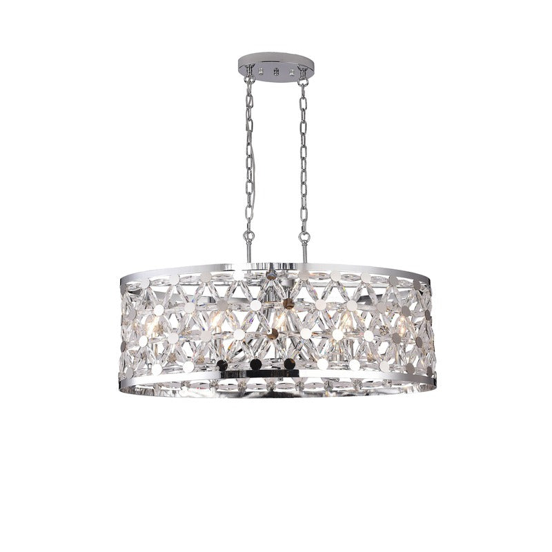 Oval Frame Chandelier with Clear Crystal Star Detailing in Chrome by Bethel