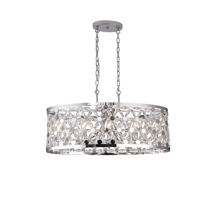 Oval Frame Chandelier with Clear Crystal Star Detailing in Chrome by Bethel