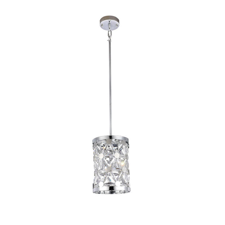 Frame Single Pendant Light with Clear Crystal Star Shaped Detailing by Bethel - view 2