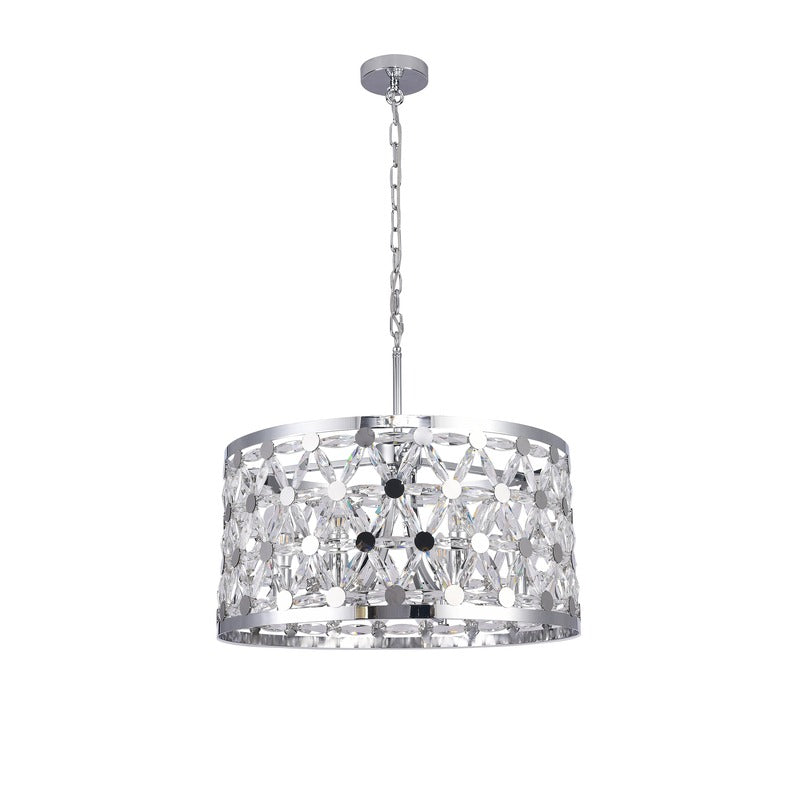 Frame Drum Chandelier with Star Clear Crystal Detailing by Bethel - view 2