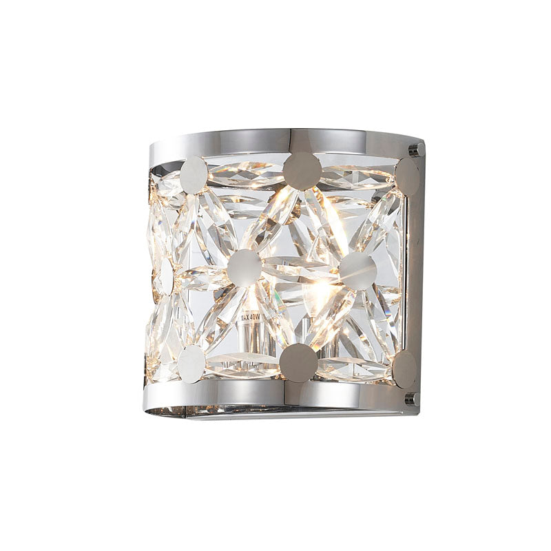 Frame Wall Sconce with Clear Crystal Star Shaped Detailing in Chrome by Bethel