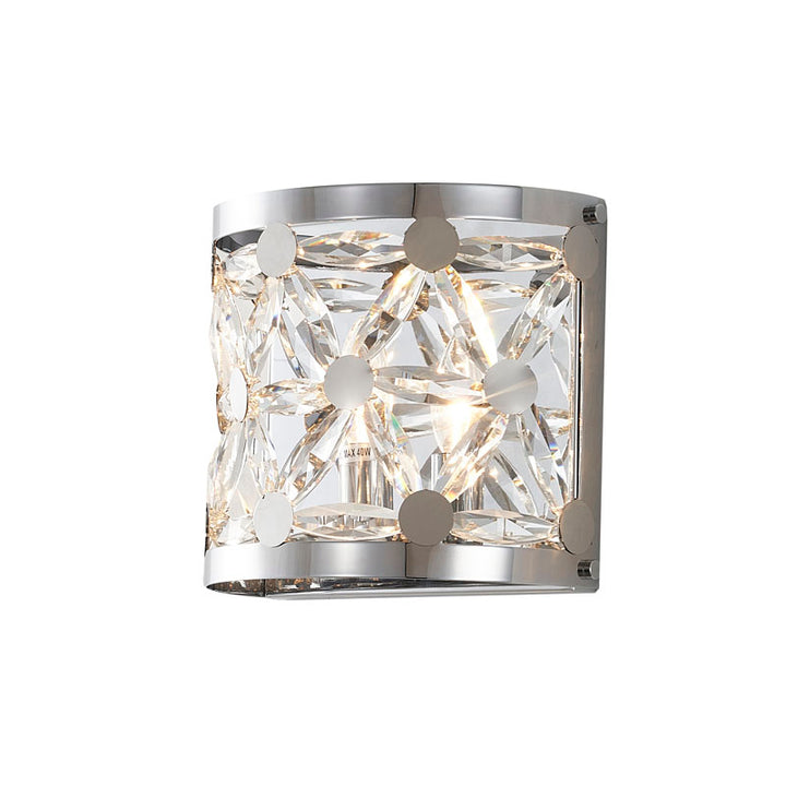 Frame Wall Sconce with Clear Crystal Star Shaped Detailing in Chrome by Bethel