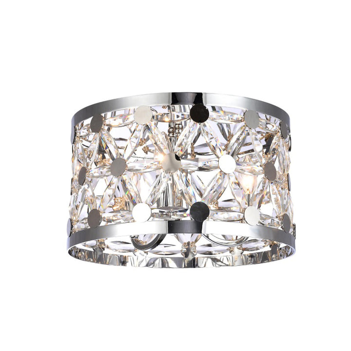 Chrome Frame Flush Mount with Clear Crystal Star Detailing by Bethel