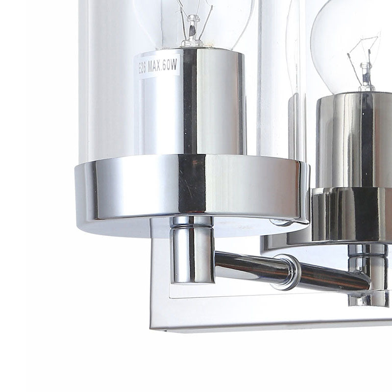Chrome Frame Wall Sconce with Clear Glass Cylinder Shade by Bethel - view 2