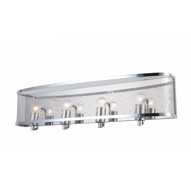 Four Light Metal Mesh Shade Wall Sconce in a Chrome Frame by Bethel