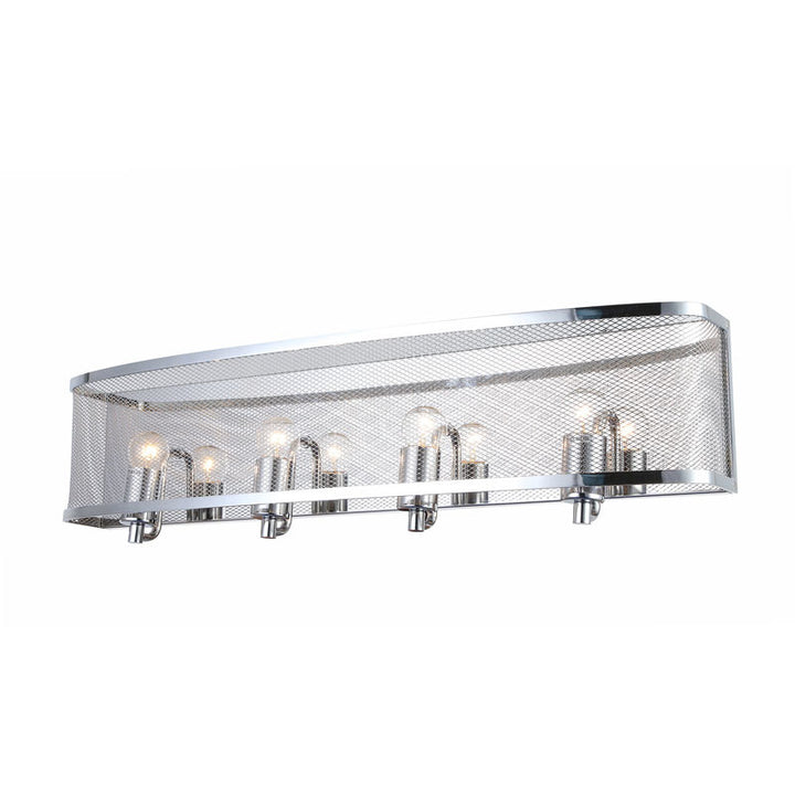Four Light Metal Mesh Shade Wall Sconce in a Chrome Frame by Bethel