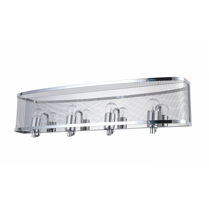 Four Light Metal Mesh Shade Wall Sconce in a Chrome Frame by Bethel - view 2
