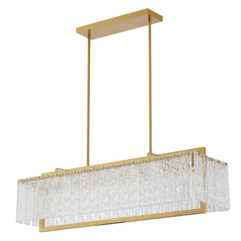 Rectangular Frame Chandelier with Hanging Clear Rippled Glass by Bethel - view 2