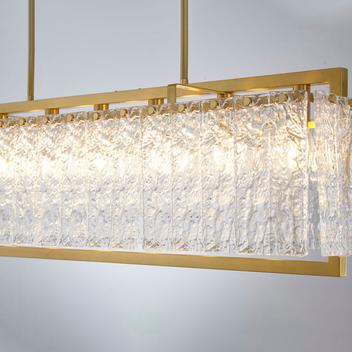 Rectangular Frame Chandelier with Hanging Clear Rippled Glass by Bethel - view 3