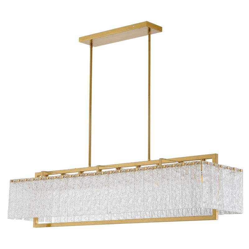 Rectangular Frame Chandelier with Hanging Clear Rippled Glass by Bethel - view 7