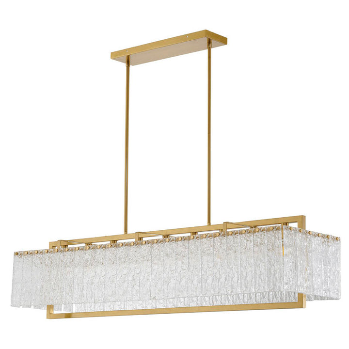 Rectangular Frame Chandelier with Hanging Clear Rippled Glass by Bethel - view 7