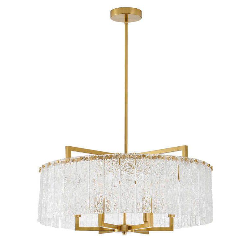 Round Frame Chandelier with Clear Hanging Rippled Glass by Bethel - view 2