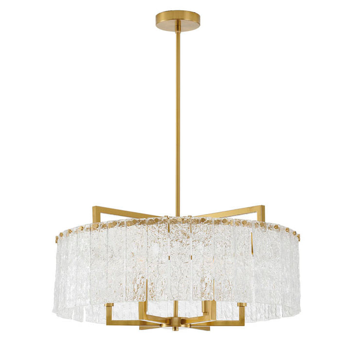 Round Frame Chandelier with Clear Hanging Rippled Glass by Bethel - view 2