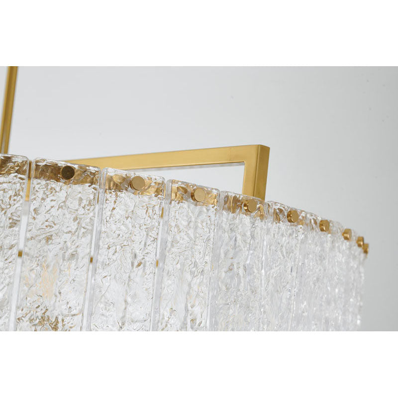 Round Frame Chandelier with Clear Hanging Rippled Glass by Bethel - view 7