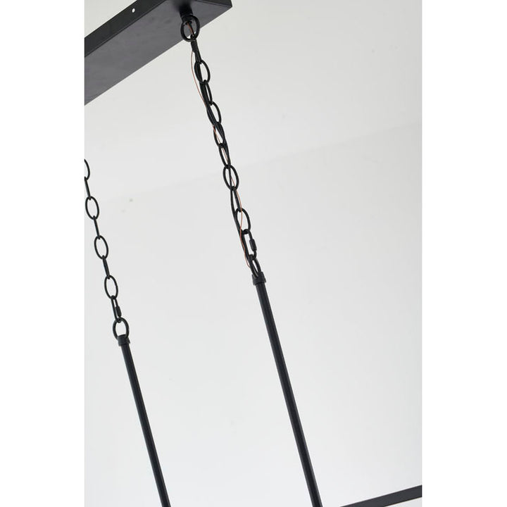 Black Rectangular Cage Frame Chandelier with Gold Branch Accent &amp; Clear Crystals