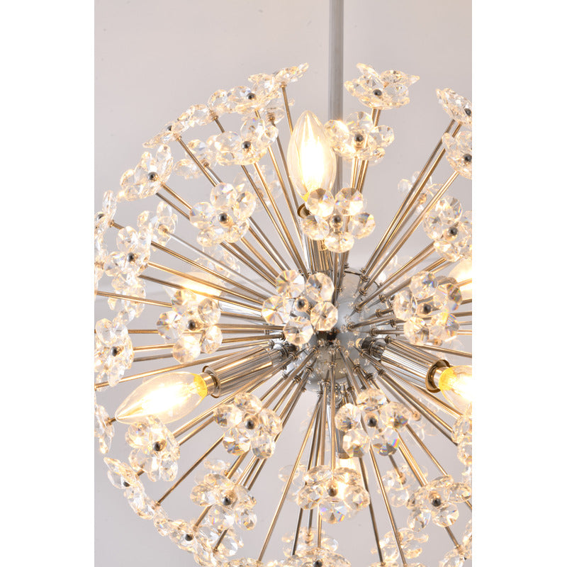 Clear Crystal Sputnik Flower Pendant Light with Hardware by Bethel - view 7
