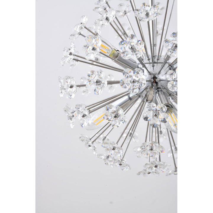 Clear Crystal Sputnik Flower Pendant Light with Hardware by Bethel - view 12