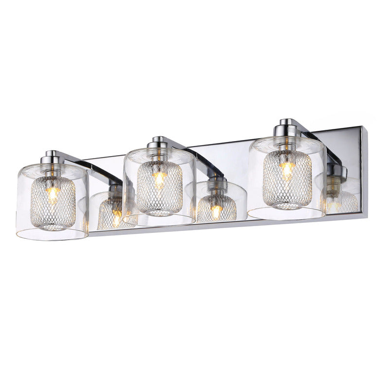 Mesh & Glass Shade Bathroom Vanity Light with Chrome Hardware by Bethel