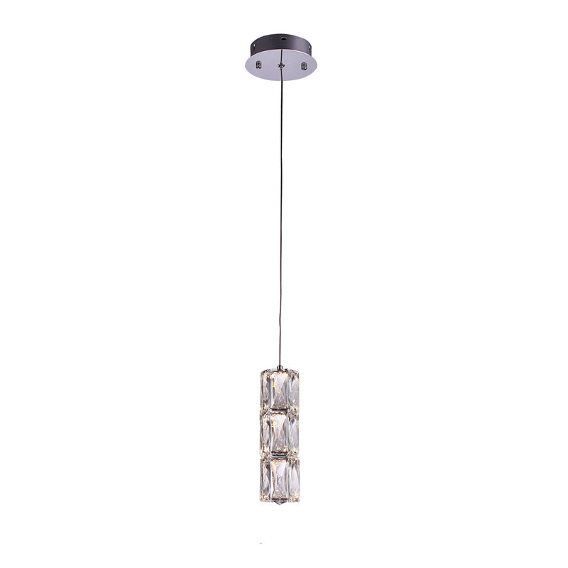 Clear Crystal Single Pendant LED Light with Chrome Hardware by Bethel