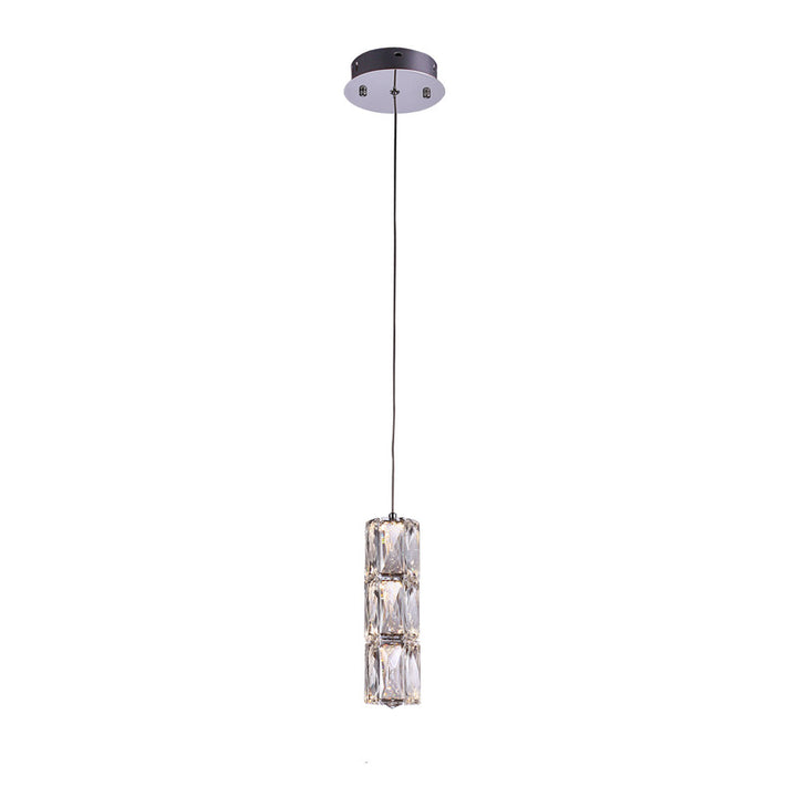 Clear Crystal Single Pendant LED Light with Chrome Hardware by Bethel