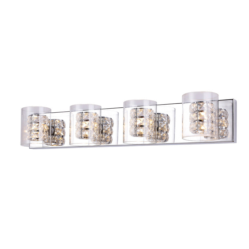 Chrome Framed Bathroom Vanity Light with Clear Glass & Crystal Shades by Bethel