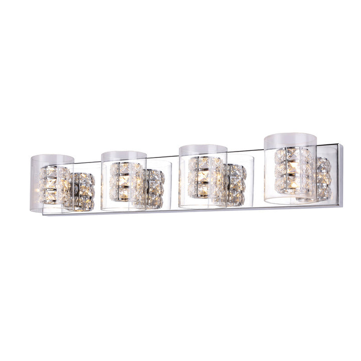 Chrome Framed Bathroom Vanity Light with Clear Glass &amp; Crystal Shades
