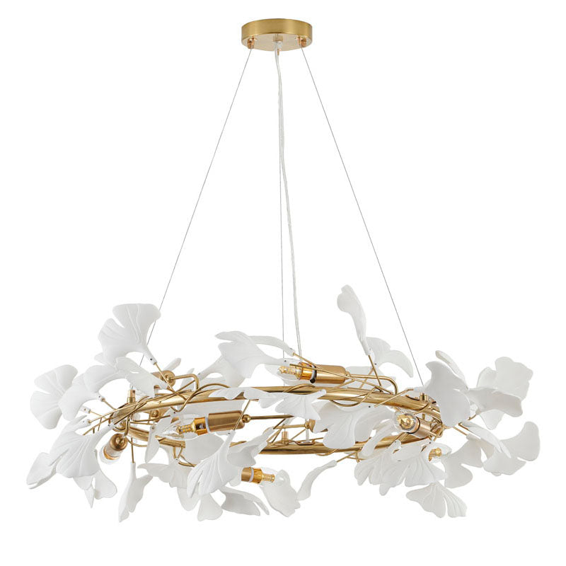 Round Frame Chandelier with Acrylic Leaf Accents by Bethel - view 11