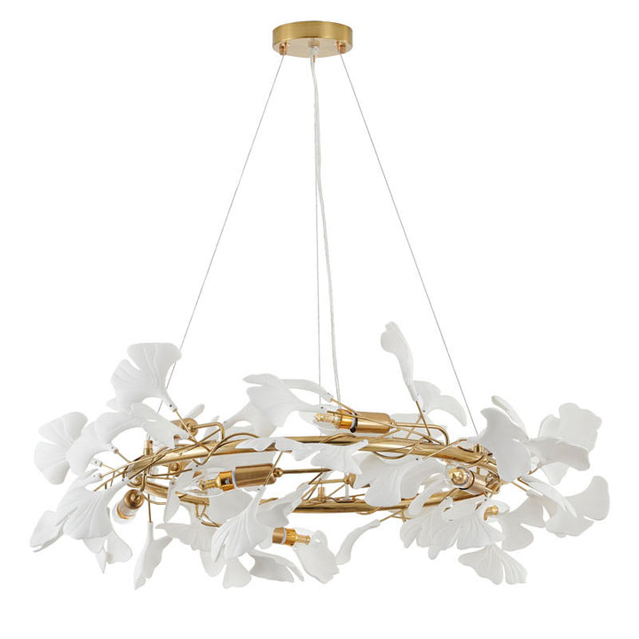 Round Frame Chandelier with Acrylic Leaf Accents by Bethel - view 11