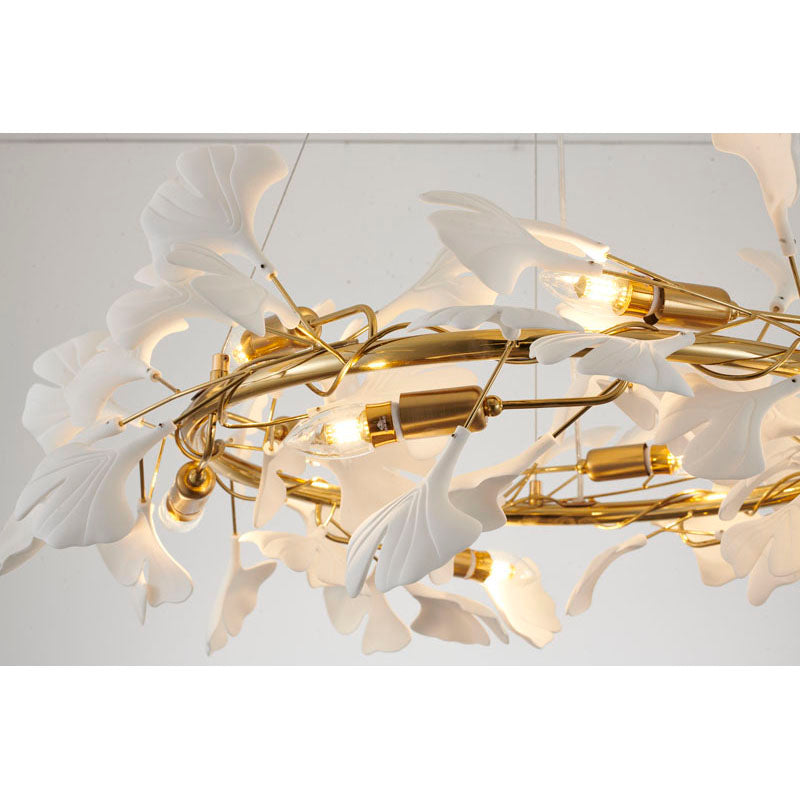 Round Frame Chandelier with Acrylic Leaf Accents by Bethel - view 12