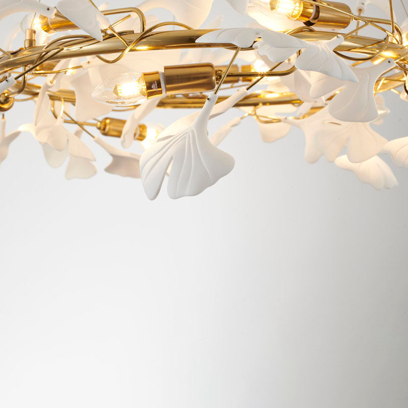 Round Frame Chandelier with Acrylic Leaf Accents by Bethel - view 13