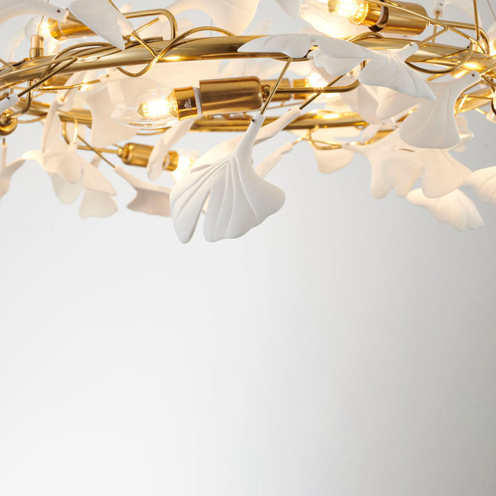 Round Frame Chandelier with Acrylic Leaf Accents by Bethel - view 13