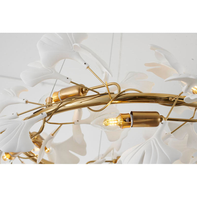 Round Frame Chandelier with Acrylic Leaf Accents by Bethel - view 14