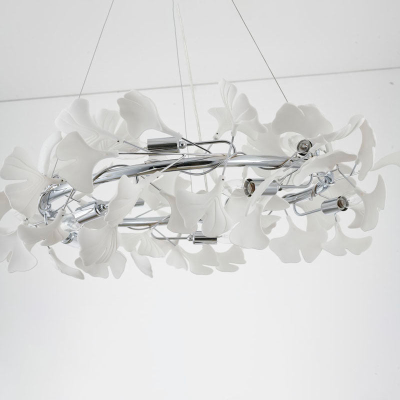 Round Frame Chandelier with Acrylic Leaf Accents by Bethel - view 19