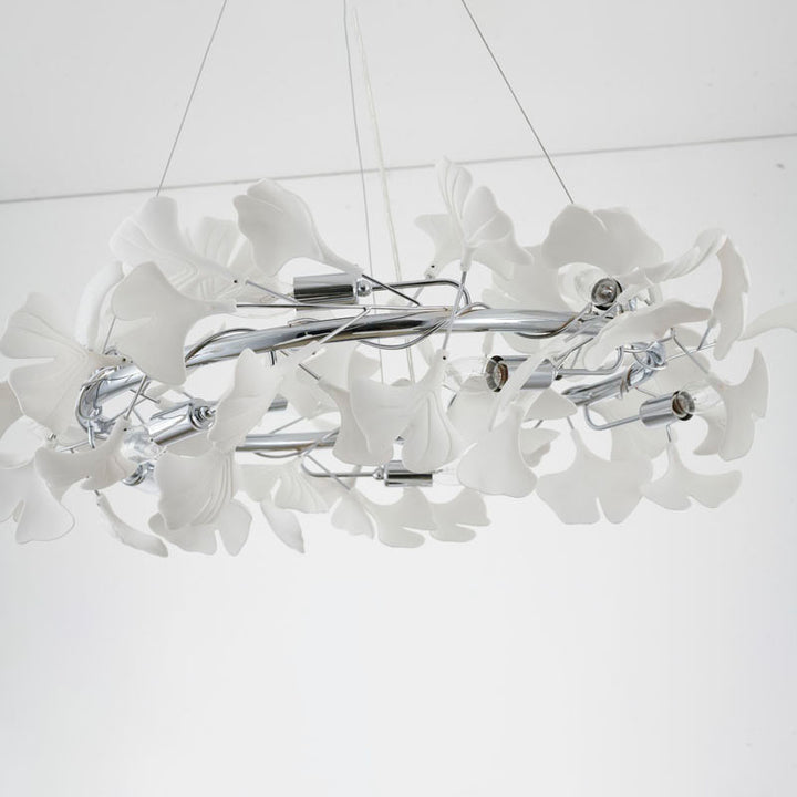 Round Frame Chandelier with Acrylic Leaf Accents by Bethel - view 19