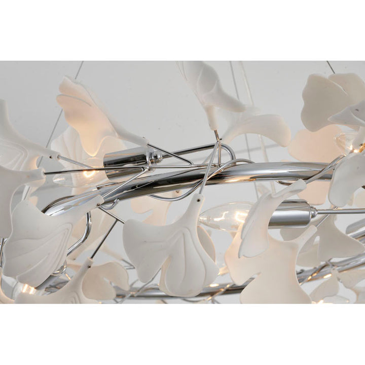 Round Frame Chandelier with Acrylic Leaf Accents by Bethel - view 20