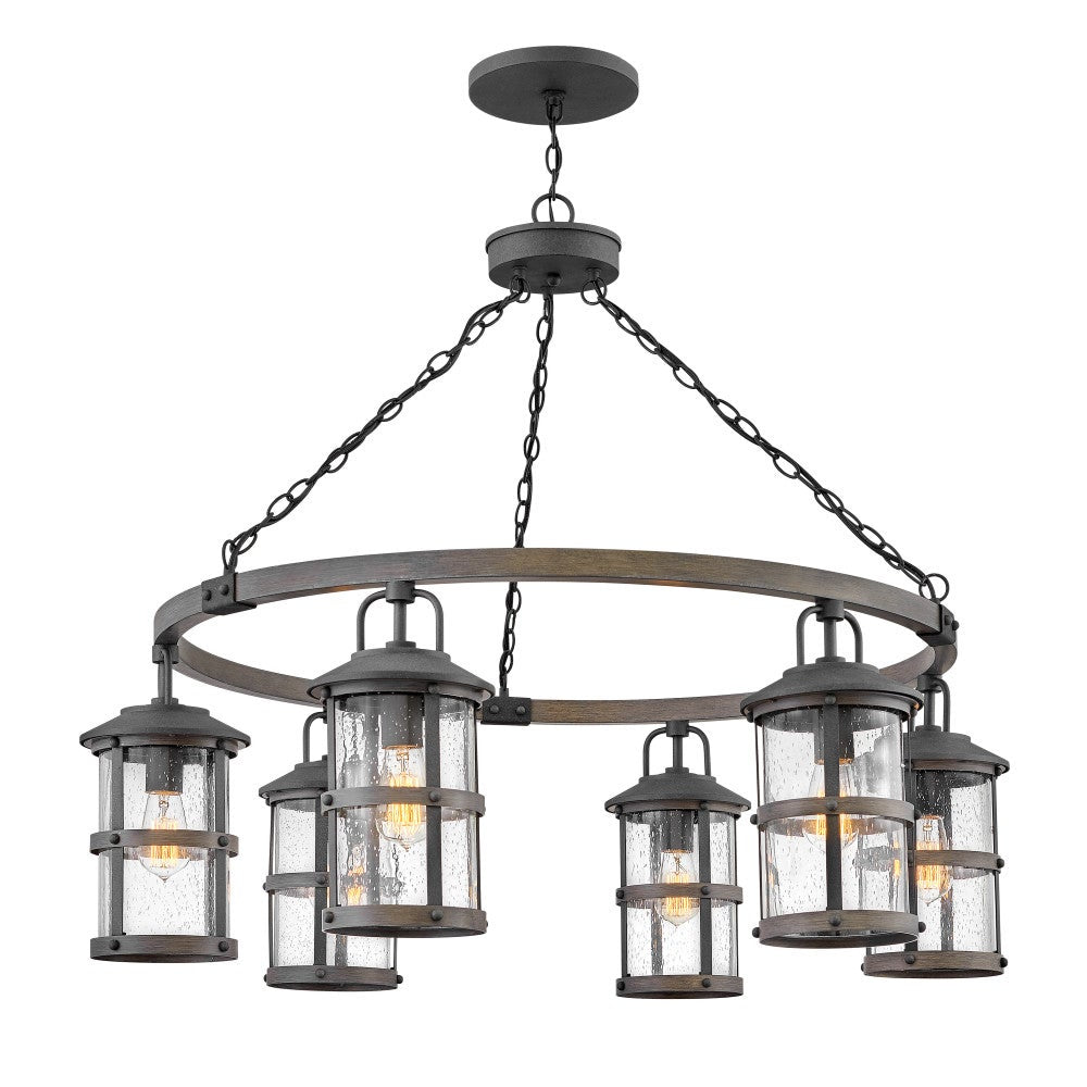 Lakehouse Large Chandelier in Aged Zinc with Driftwood Gray accents by Hinkley