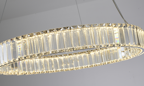 LED Steel Frame with Clear Crystal Chandelier