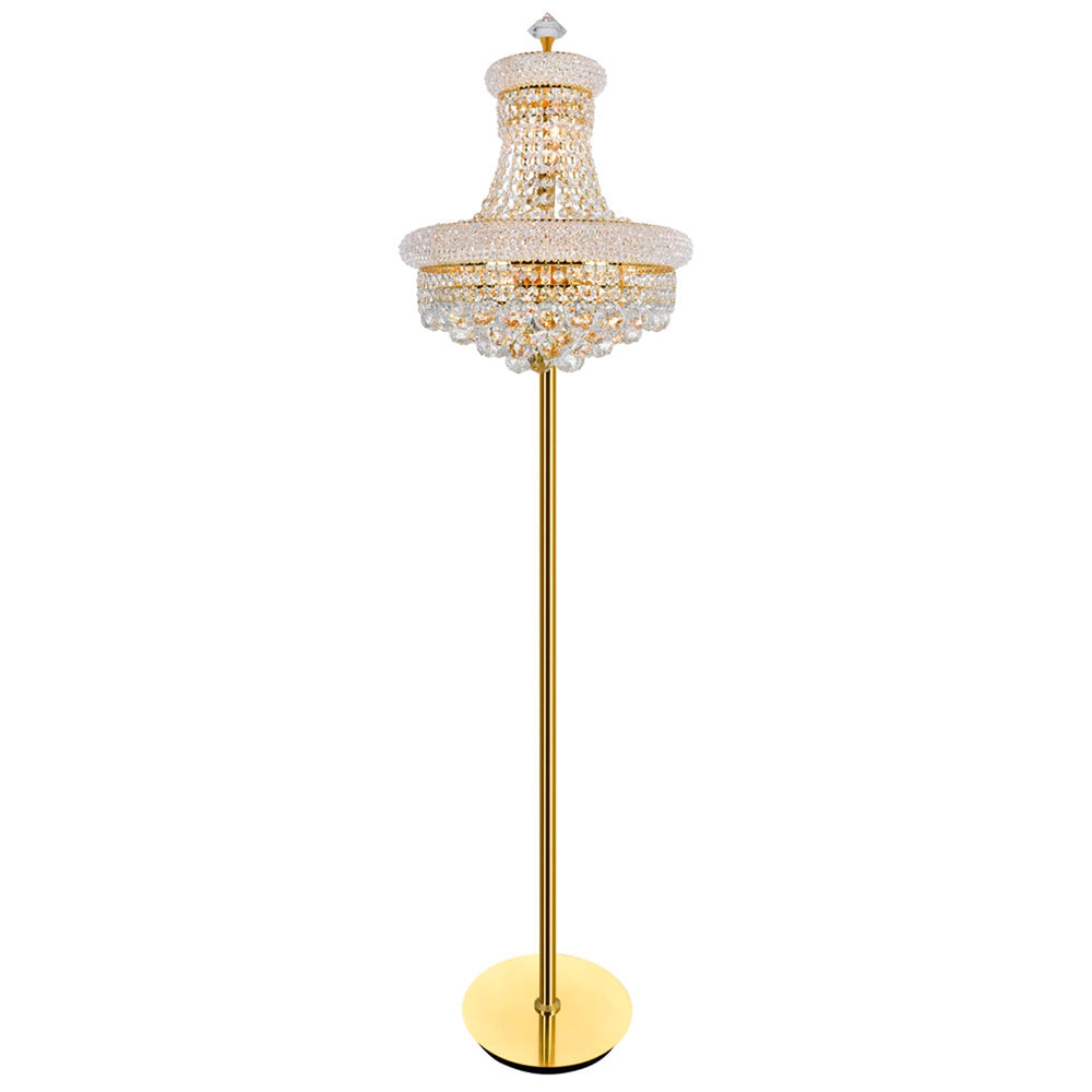 Empire - 8 Light Floor Lamp with Crystals in Gold by CWI Lighting