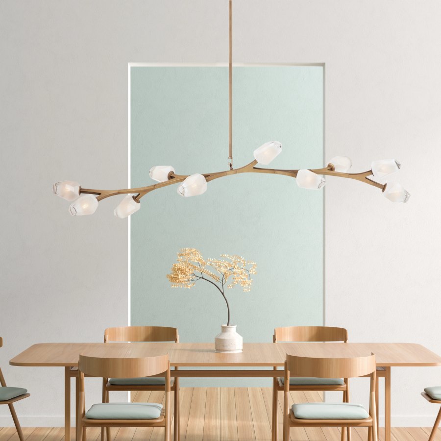 Dining room with branch chandelier