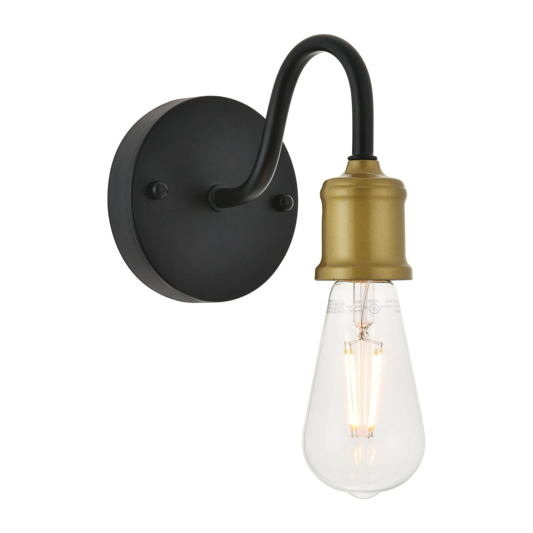 Serif Wall Sconce in Black & Brass by Living District