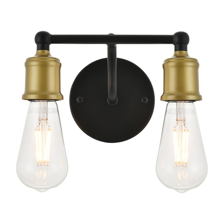 Serif Vanity Light in Black & Brass by Living District