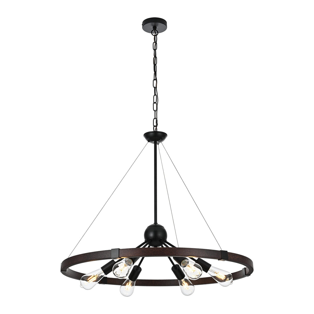 Thora Pendant in Black & Wood by Living District