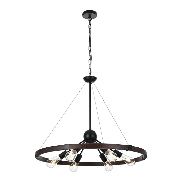 Thora Pendant in Black & Wood by Living District