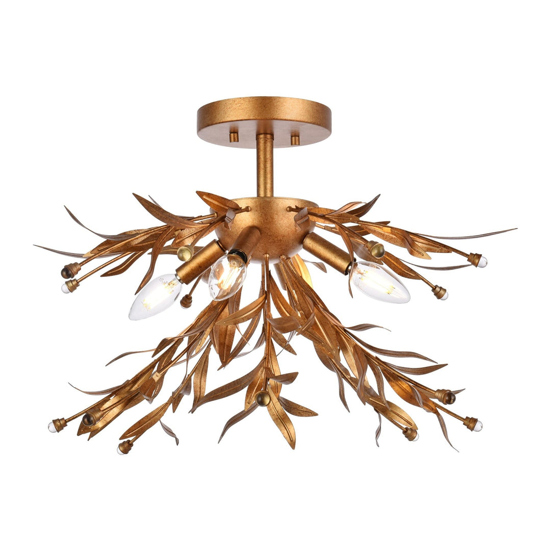 Priscilla Flush Mount in Gold Leaf by Living District