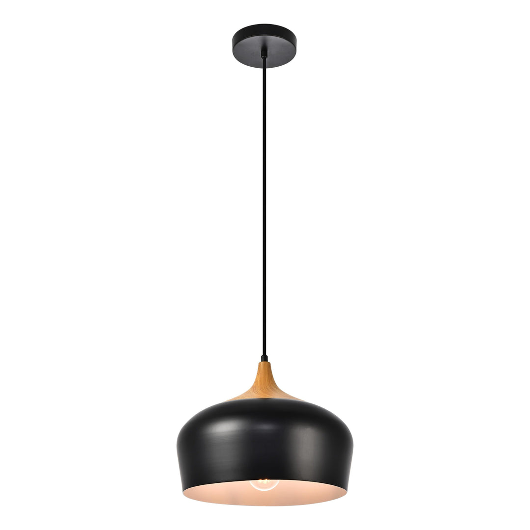 Nora Pendant in Bk & Wood by Living District