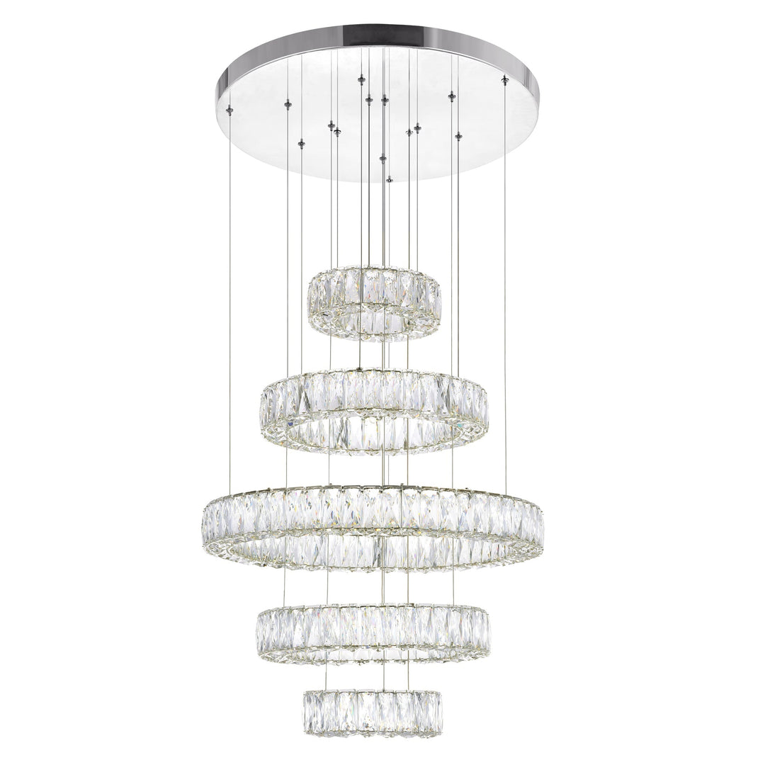 Madeline - LED Chandelier with Crystals, 5 Ring, by CWI Lighting